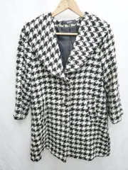 ◇ ⊇ salire　サリア 千鳥格子　ウール　長袖 コート サイズM ブラック　ホワイト レディース P  【1410230006533】