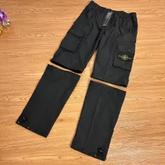 極美品》STONE ISLAND カーゴパンツ 黒W31 裾リブ22aw