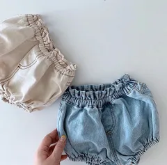 【bomul_R】デニムかぼちゃパンツ 男の子 女の子 サイズ70 80 90