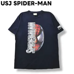 【初期】 USJ スパイダーマン SPIDERMAN 半袖 プリント Tシャツ L ネイビー ユニバーサルスタジオ ジャパン