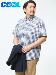 働くCOOL 鹿の子 半袖シャツ ポロシャツ ストレッチ 吸水速乾 総柄 ボタンダウン B＆T CLUB 大きいサイズ メンズ ビジネス BIZPOLO ビズポロ クールビズ C柄プリントのサムネイル