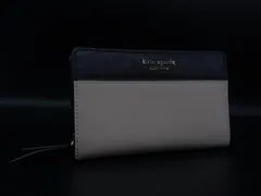 ■新品同様■ kate spade ケイトスペード レザー 二つ折り 財布 ウォレット 札入れ 小銭入れ ベージュ系×ブラック系 DJ5638