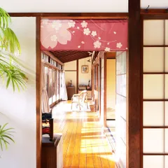 【MINIBOX のれん制作工房 正規販売店】【2025年新作】のれん 線桜 幅85×丈30cm【日本製】目隠し 葛飾北斎 浮世絵 日本絵画 和柄 和風 暖簾 間仕切り 洋柄 洋風 家紋 タペストリー ポスター【匿名配送 ネコポス 全国送料無料】