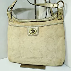 コーチ COACH  ペネロピ ショルダーバッグ シグネチャー ターンロック キャンバス レザー 斜め掛け 肩掛け ベージュ ゴールド F19260 4413125e20250127