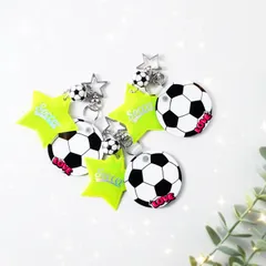 【名入れ】特別仕様＊サッカーキーホルダー＊反射板＊チャーム付き