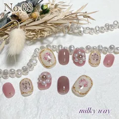 No.63 大人くすみカラーネイル ❁︎ 春フラワーネイル
