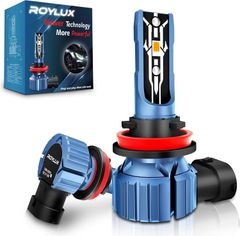 ROYLUX フォグランプ LED H8 H11 H16 バルブ 【新品 アウトレット】イエロー ホワイト イエローフォグ 12V 対応 3000K 車用 フォグランプ バルブ ファンレス ノイズ対策 加工不要 無極性 省エネ 2個入