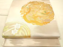 平和屋着物◎六通太鼓柄袋帯　花鳥文　金銀彩　引箔　逸品　DAAI3943tw