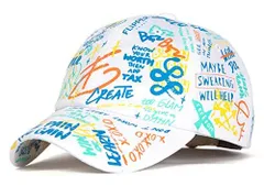 55.0-57.0 cm_ホワイト [FLIPPER] デザイナー グラフィティー 韓国 ファッション キャップ メンズ・レディース ダットハット スナップバック コットン 派手 柄 帽子 韓国ブランド 大きいサイズ K-pop Dad Hat Basebal