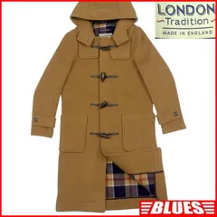 LONDON Tradition ロンドントラディション 英国製 ダッフルコート ロング 茶 キャメル チェック ウール 古着 メンズ ダッフルコートサイズS一覧←SEULB屋着古← TJ1115