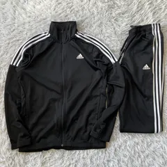 状態良 adidas アディダス セットアップ ジャージ 上下セット 古着  ブラック 3802