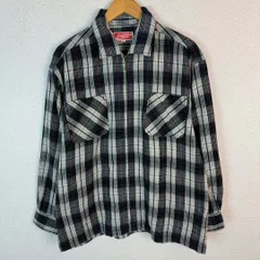 Coca-Cola コカ・コーラ ハーフジップシャツ 長袖 チェック 総柄 ネイビー Lサイズ メンズ 古着 アメカジ　オンブレ