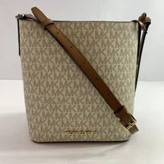 04w4899▽※【中古】MICHAEL KORS マイケルコース 35F8GKFM1V キンバリー スモールバケット ショルダーバッグ 斜め掛け 白 茶色 レディース【八王子店】