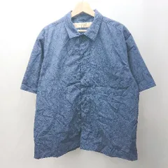 ◇ ⊂ nano universe ナノ ユニバース ペイズリー柄 半袖 シャツ サイズL ブルー メンズ E  【1503310010183】