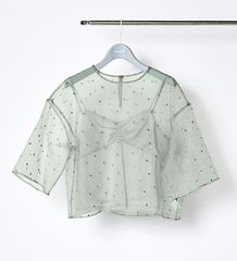 新品未使用 RUMCHE 24aw Dot Embroidery Sheer Tops ドット エンブロイダリー シアー トップス LIGHT GRAY グレー 刺繍 ラムシェ