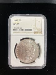 NGC モルガン1ドル銀貨 1887年 MS63