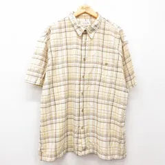 XL/古着 セントジョンズベイ 半袖 シャツ メンズ 大きいサイズ コットン 薄黄他 イエロー チェック 25jun21 中古 トップス