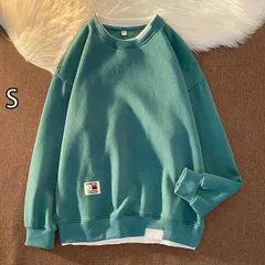 [S] メンズ ファッション 服 男性用 オシャレ シンプル 大人 かっこいい 大きいサイズ ストリート 紳士服 春秋 フェイク ツーピース フード付き ラウンドネック スウェットシャツ ゆったり 長袖 トップス カップル カジュアル ジャケット