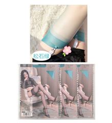 グリーン色　3足set/Rosesakura/品番0101/5デニール光沢/100%ナイロン/シームレスガーターストッキング