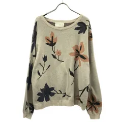 n'Or ノアール 花柄 長袖 コットン ニット F ベージュ系 セーター レディース 古着