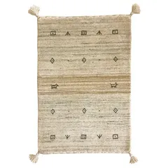 無染色ウールの特別ギャッベ 玄関マット 約45×75cm 屋内 なめらか ソフトタッチ LORRI BUFF L16