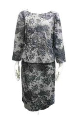 【中古】Lelian レリアン スーツ セットアップ 総柄 グレー サイズ13 レディース 日本製＿S24＿セルモアから出品＿s-0067-r24