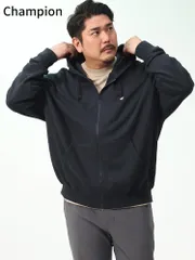 パーカー 大きいサイズ メンズ USAコットン ワンポイント フルジップ スウェット 裏毛 3L-5L Champion チャンピオン ネイビー