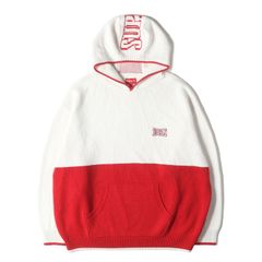 Supreme ニットパーカー ホワイト レッド L - メルカリ