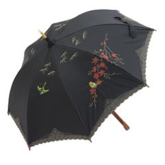 シノワズリーモダン 四君子刺繍かわず張り晴雨兼用長日傘