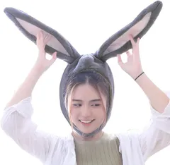 RONGUI 角度自在 ウサギ 耳 かぶりもの コスプレ うさぎ みみ うさ耳 帽子 ハロウィン 仮装 ヘアバンド( グレー)