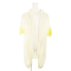 スタディオクリップ Studio Clip カーディガン ニット トッパー ショールカラー 半袖 ドルマン ロング丈 麻 リネン 配色 バイカラー ベージュ /AO2