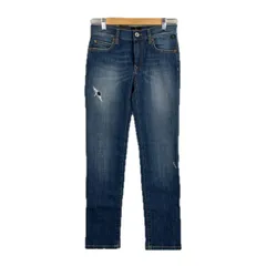 未使用品 Vivienne Westwood ヴィヴィアンウエストウッド オーブ刺繍 テーパード 無地 オールシーズン デニムパンツ コットン インディゴブルー レディース 25 ダメージデニム【古着】【中古】【送料無料】