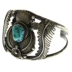 INDIAN JEWELRY (インディアンジュエリー) ナバホ族 EJ刻印 ターコイズ バングル ブレスレット シルバー