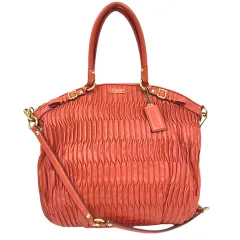 コーチ COACH ハンドバッグ トートバッグ ショルダーバッグ F28542 マディソン ギャザード レザー 赤 レッド