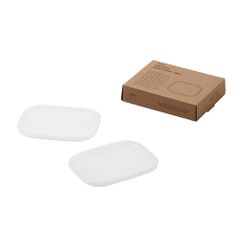 新品 ideaco (イデアコ) ミルク ガラス 食器 角皿 幅17?奥行13?高さ1.3cm Milk Glass square plate / 2pcs white (ミルクガラス スクエアプレート / 2点入り ホワイト)