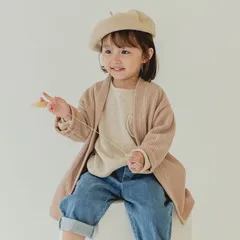 韓国子供服 La.camel シンプル リブ カーディガンのサムネイル