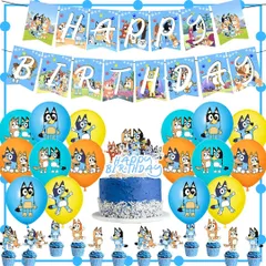 ブルーイ アニメ　犬 誕生日 バルーン HAPPY BIRTHDAY 風船 バースデーセット飾付け 装飾 ゲームSNS 写真 映え 子供 お祝い 撮影 パーティー ガーランド イベント ハッピー バースデイ アルミバルーン 犬