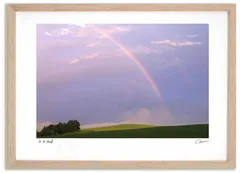 アートフォト 絵画 夕方の麦畑と虹 高橋真澄/インテリア 額入り 額装込 風景画 油絵 ポスター アート アートパネル リビング 玄関 プレゼント モダン アートフレーム 飾る Mサイズ おしゃれ 壁掛け 絵