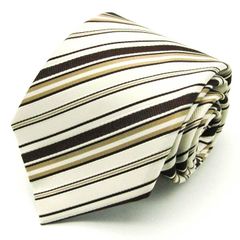 メイル&コー ブランドネクタイ ストライプ柄 マルチストライプ シルク メンズ ブラウン MALE & Co 【中古】