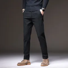 スラックス ビジネスパンツ メンズ 裏起毛 スリム ゴルフ カジュアルパンツ 防寒 暖かい ロングパンツ ズボン ボトムス 無地 シンプル オシャレ カジュアル 男性 ゆったり 秋 冬 qcwyuanyi11