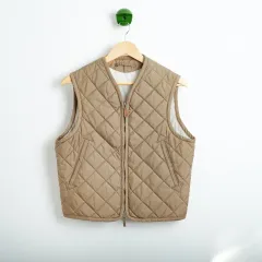 美品✨45R プリマロフト ナイロンキルティングベスト カーキ イエロー 1 美品✨45R プリマロフト ナイロンキルティングベスト カーキ