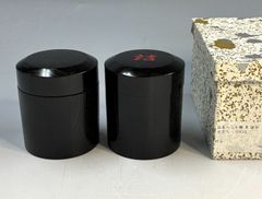 「欅　掻合　詰茶入」  詰棗 茶道具 茶道 骨董品 茶入 2個セット