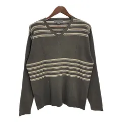 Banana Republic バナナリパブリック Vネック コットンセーター ボーダー ブラウン (メンズ XL) 中古 古着 T3496