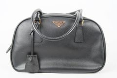 【美品】PRADA プラダ サフィアーノレザー ハンドバッグ ブランド鞄【SN24】