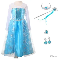 エルサドレス プリンセスドレス アナと雪の女王 こども用 コスチューム ドレス キッズ 5点セット ハロウィン クリスマスプレゼント ワンピース 発表会 長袖  vii2z813291