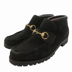 美品 GUCCI ホースビット ショートブーツ 黒金 41 E 26.0 グッチ ホースビット チャッカブーツ ブラック サイズ40.5E