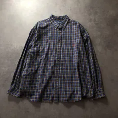 GQ1077◇Ralph Lauren : 90's～00's CLASSIC FIT ボタンダウンシャツ◇2XB◇ブルー系 チェック柄 ラルフローレン ビッグサイズ