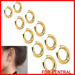 【特価商品】[Doyime] フープピアス【5ペア】 メンズ レディース ピアス 両耳用 リングピアス 金属アレルギー対応 人気 エレガント アクセサリー サージカルステンレス 男女兼用 ゴールド （サイズ10mm-12mm-14mm-16mm-18mm、幅2
