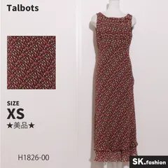 ★美品★ Talbots タルボット ワンピース　ロング丈　ノースリーブ　ドット柄　リボン　サイドジップ　裏地付き　シルク100％ 　ブラウン　ピンク　 【H1826-00】 送料無料　古着　レディース