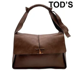 美品 トッズ TOD’S T タイムレス Timeless トートバッグ ワンショルダー フラップ ブラウン 本革・リアルレザー レディース 5E044